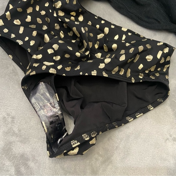 New! Beach Riot Carlie metallic dotted leopard side tie swimsuit 24252 - Picture 11 of 13